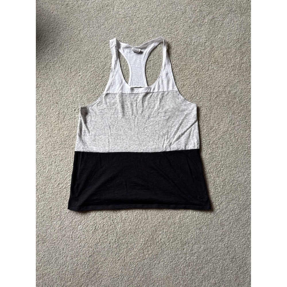 Pink Victoria's Secret Racerback Tank Top Small Colorblock White Gray Black